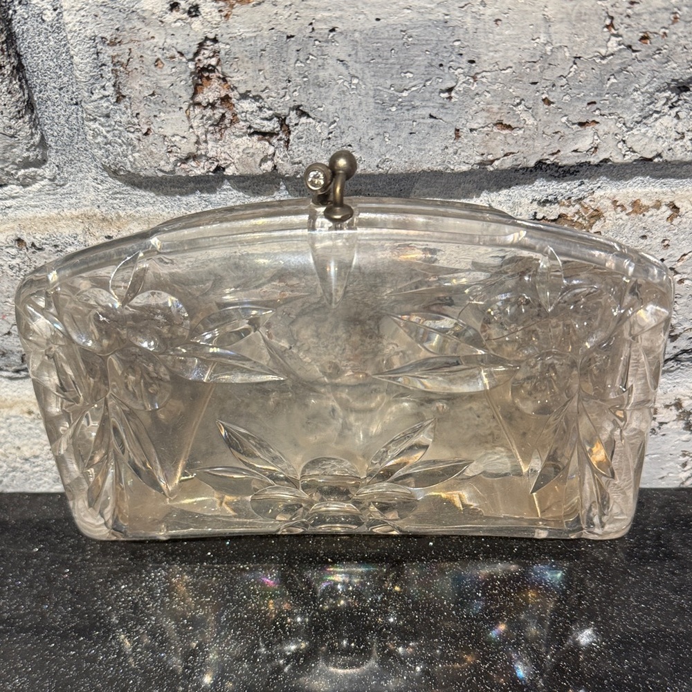 50s Elegant Lucite Clear Clutch Bag - Picture 2 of 13
